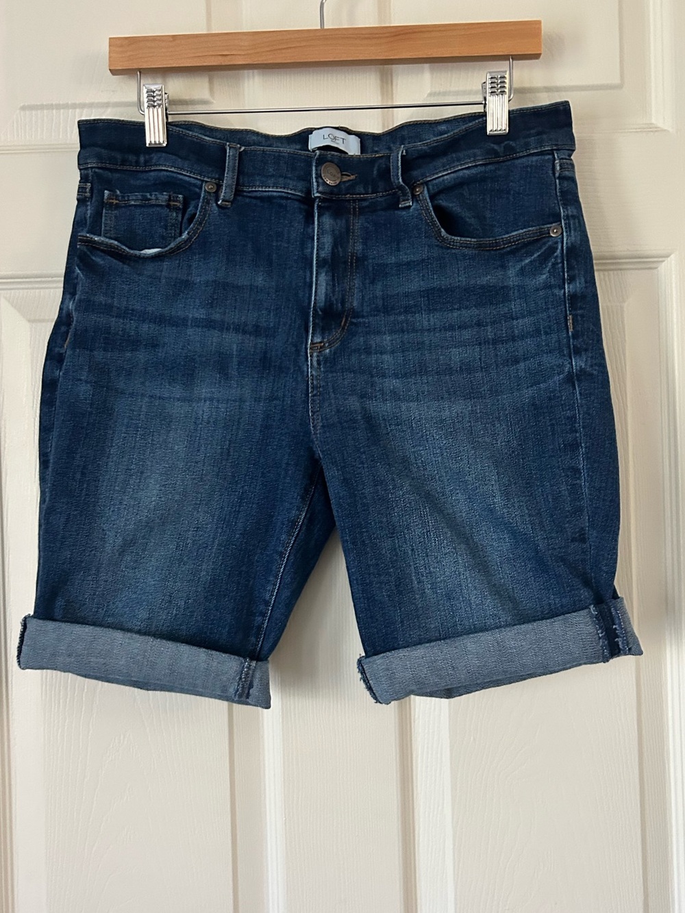 LOFT Dark Blue Rolled Hem Denim Shorts